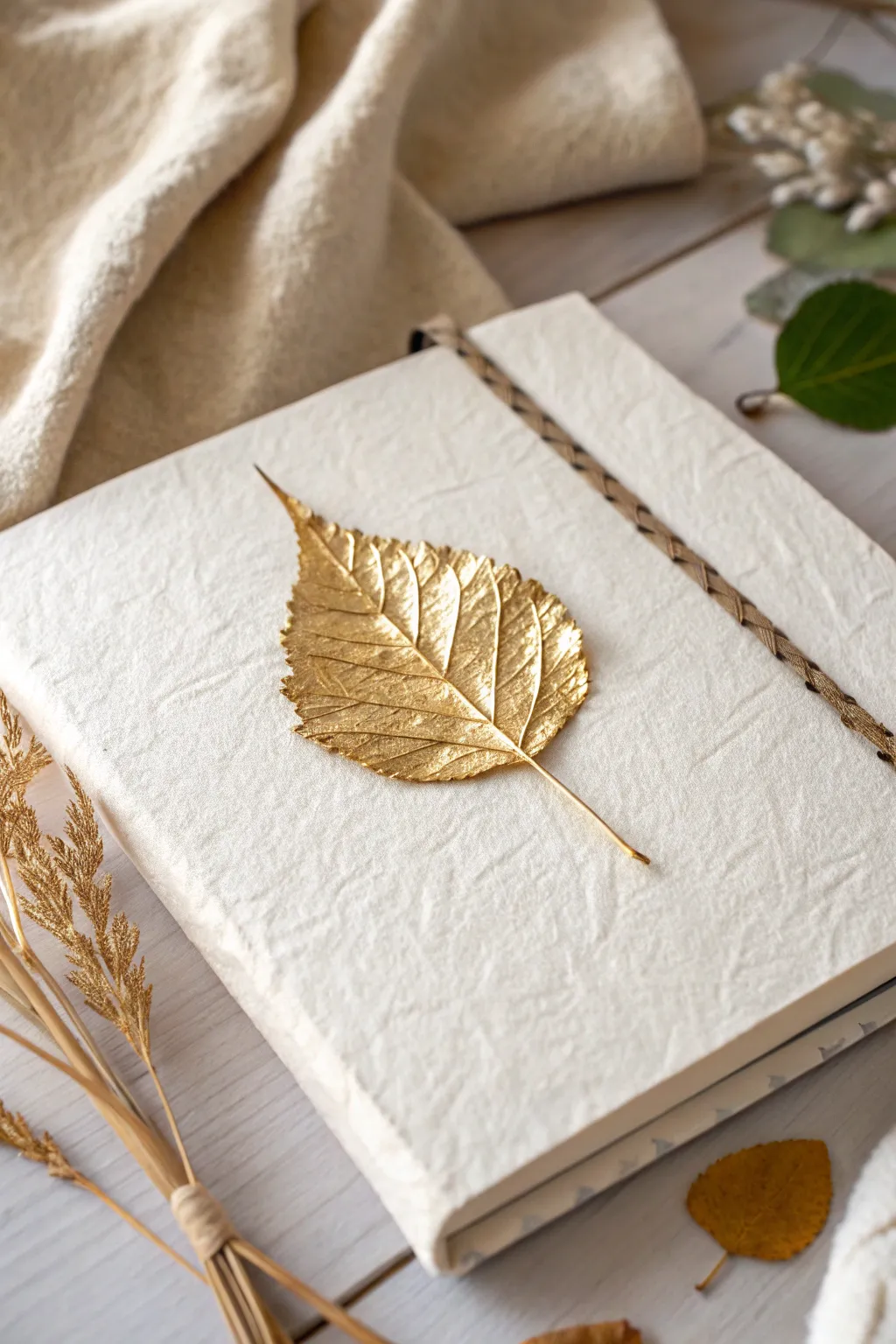Elevate your fall scrapbook with the luxurious glow of metallic leaf accents.