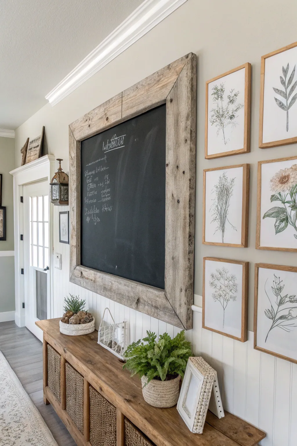 Transform your space with a farmhouse gallery wall—where rustic charm meets minimalist elegance.