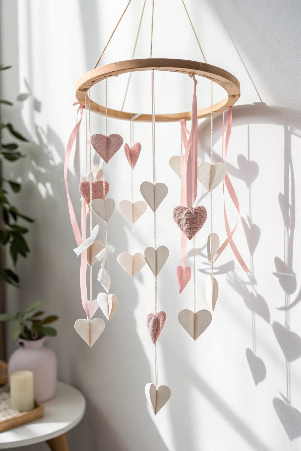Add a touch of love to your space with this elegant Valentine's Day mobile—where simplicity meets charm.