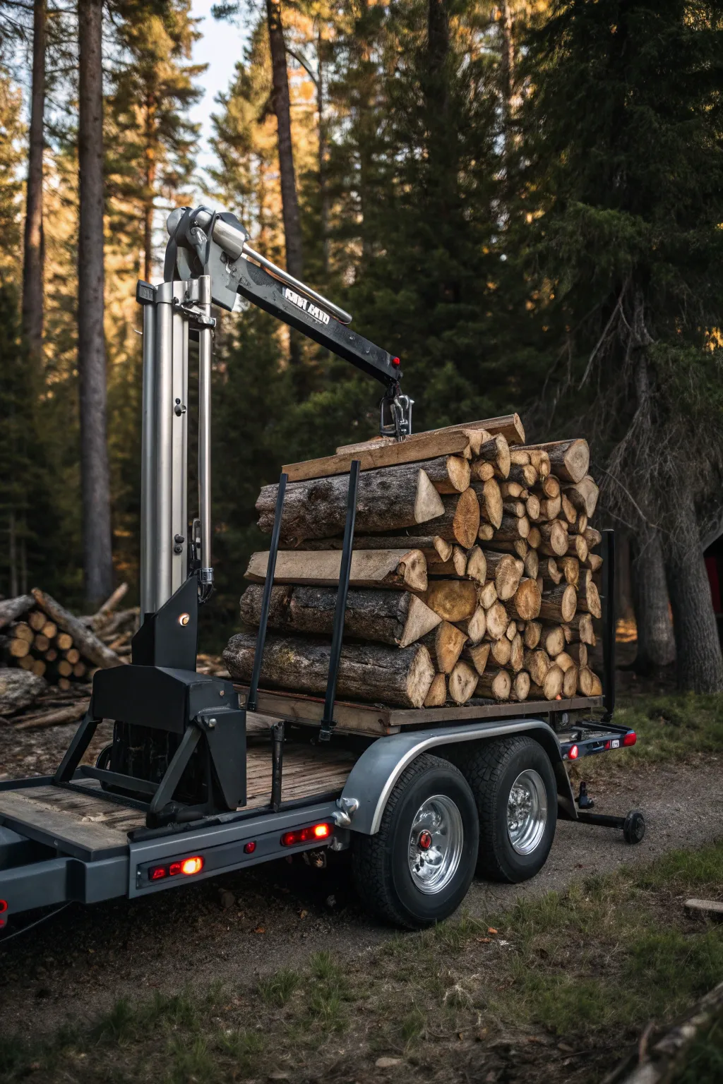 Effortless efficiency: Elevate your firewood game with a hydraulic lift trailer.