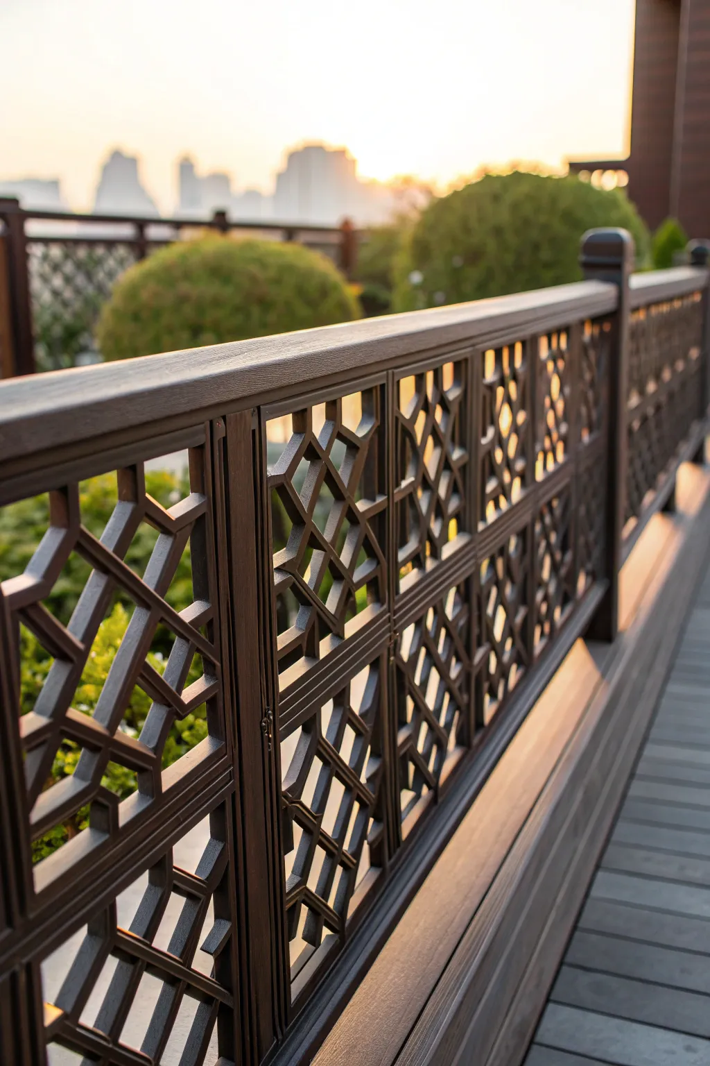 Timeless Elegance: Elevate your rooftop with classic lattice railing craftsmanship.