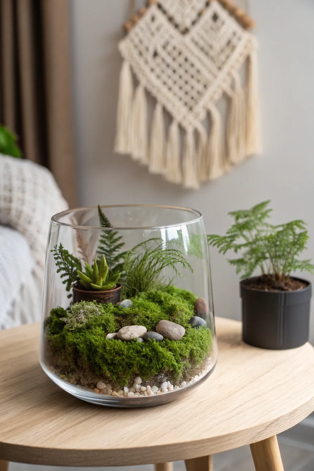 Bring the serenity of the forest into your home with a lush mossy terrarium — a perfect blend of simplicity and natural beauty.