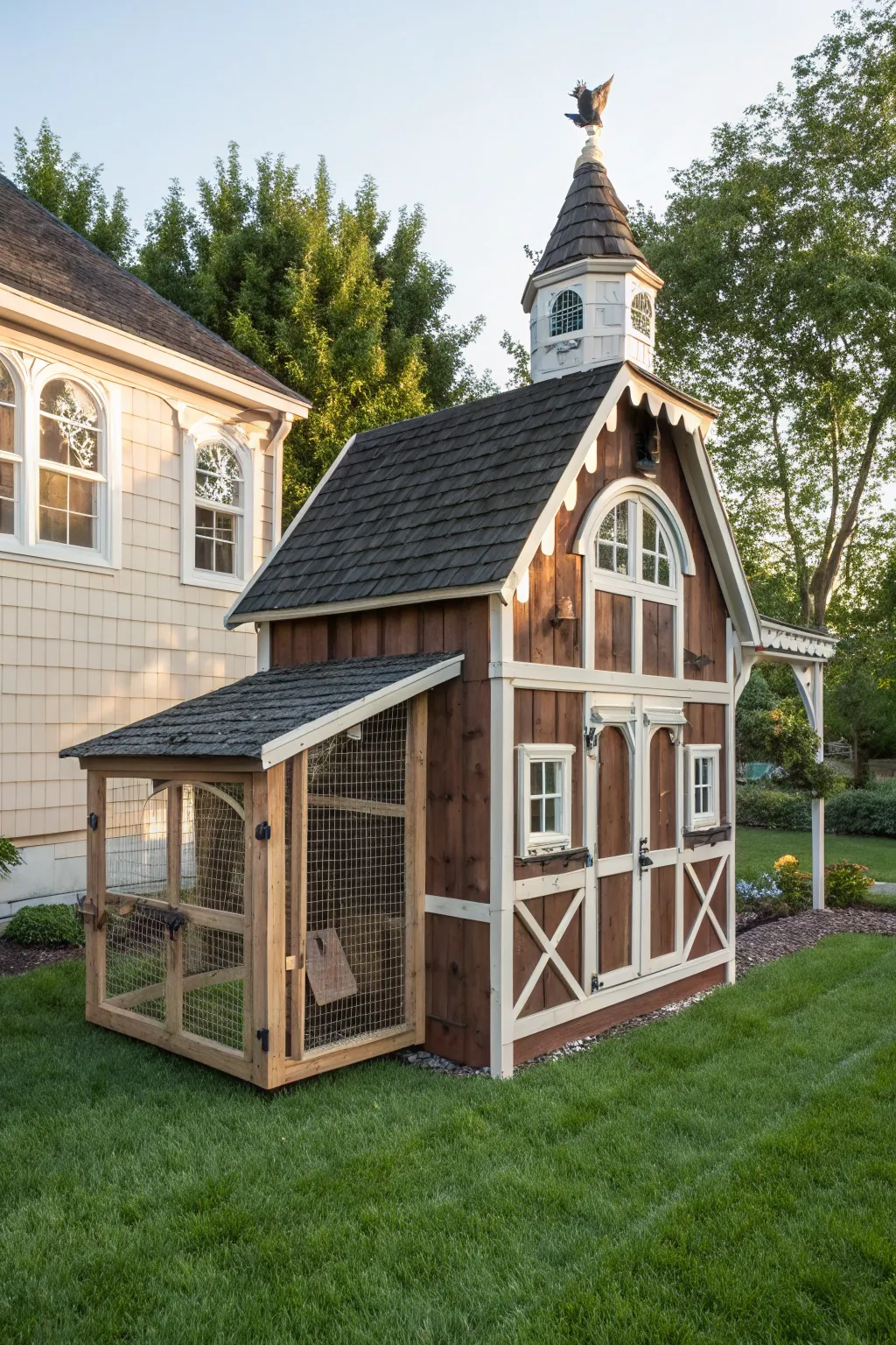 Elevate your backyard with a Dutch-inspired barn coop, where elegance meets functionality.