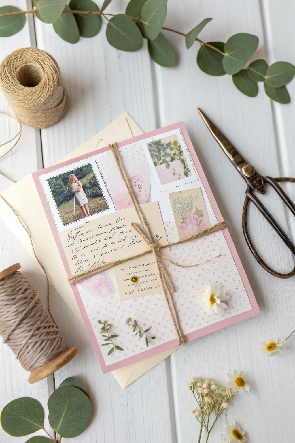 Craft your story on a card: A DIY collage bursting with memories and love.
