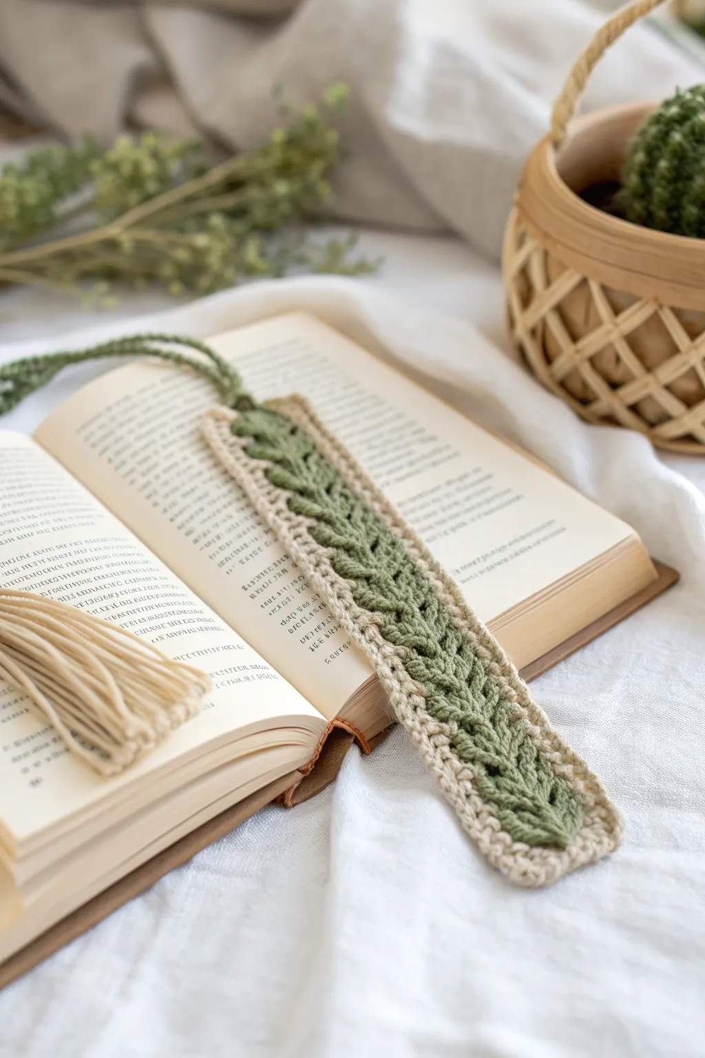 Delight in the art of reading with this charming French-knit bookmark, a touch of elegance for your literary adventures.