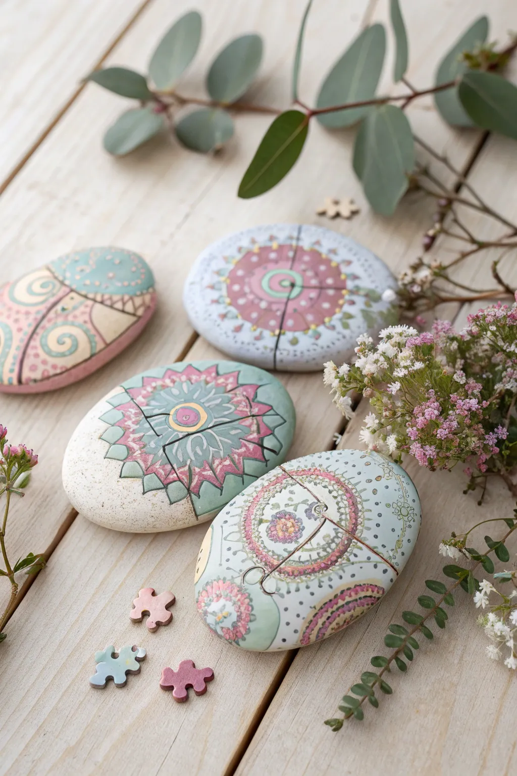 Puzzle piece rocks: Crafting connections, one piece at a time.