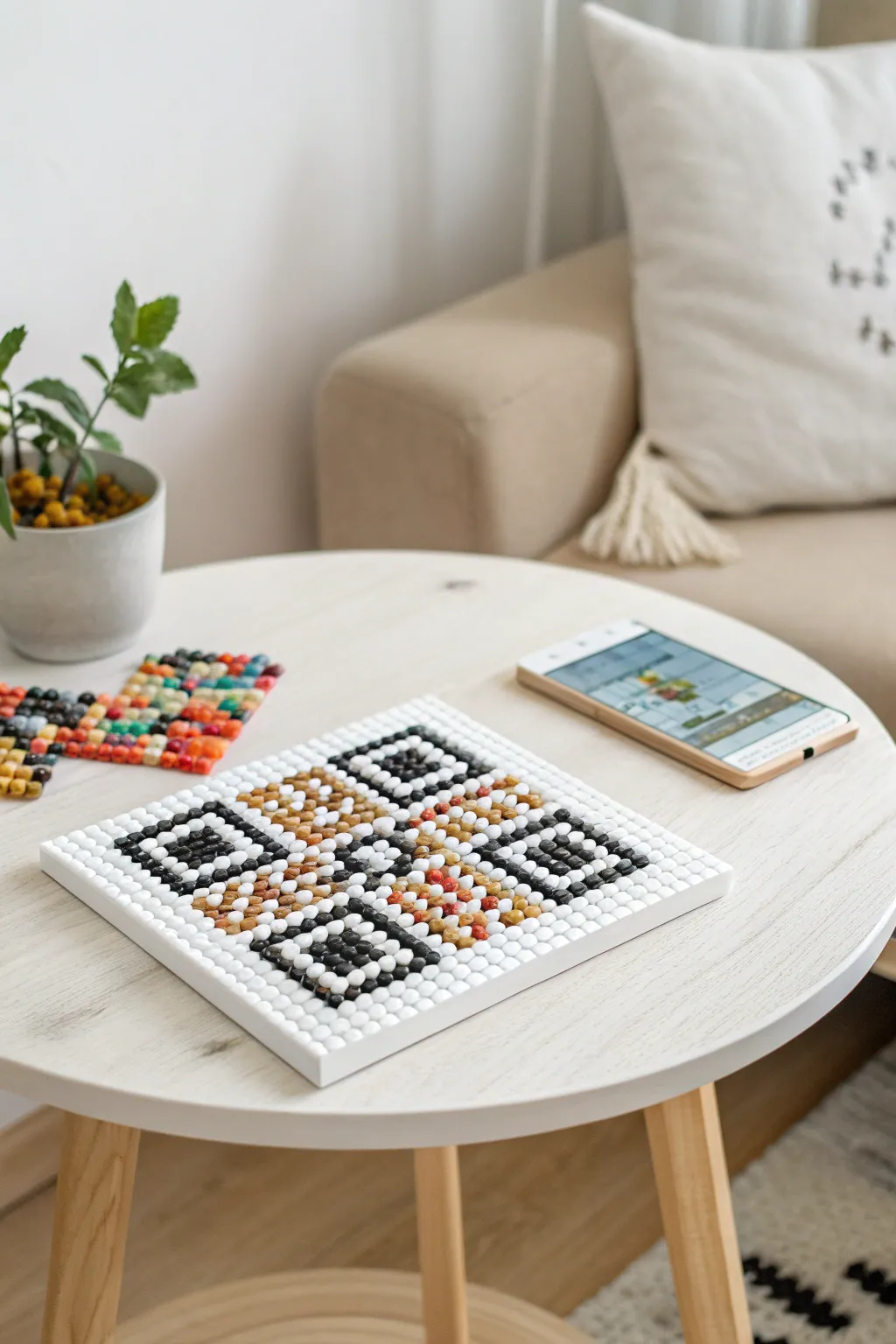 Craft meets technology: A Perler bead QR code that's both artful and functional!