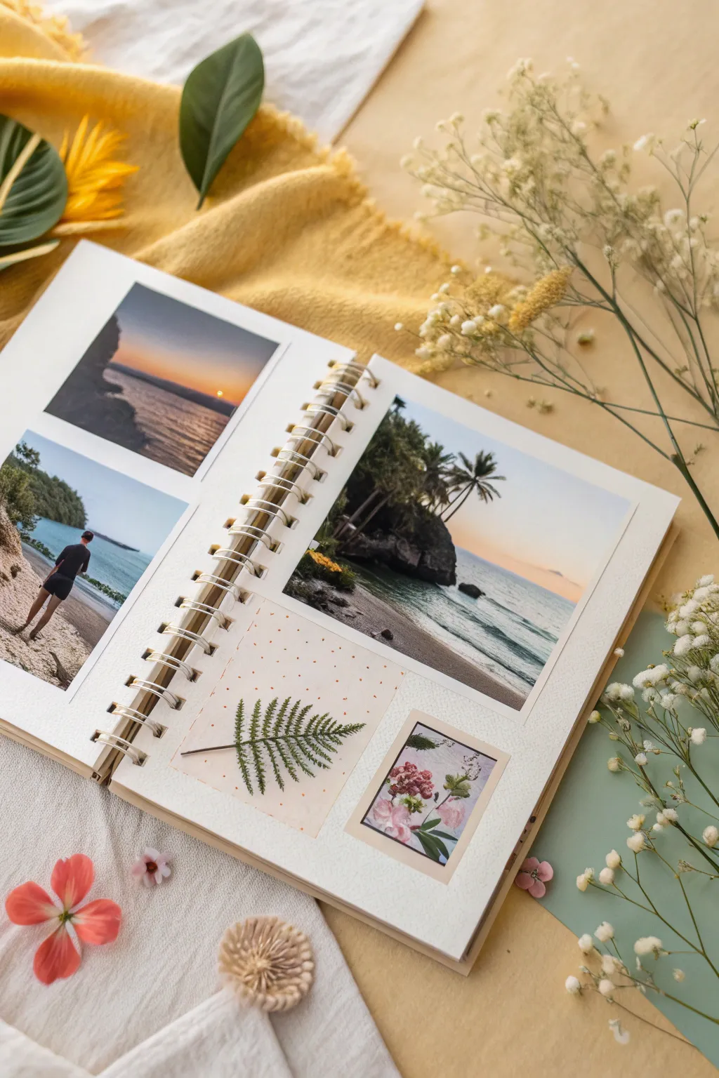 Elevate your scrapbook game with a stunning blend of black and white and colorful moments. Capture the essence of minimalism with a Boho twist.