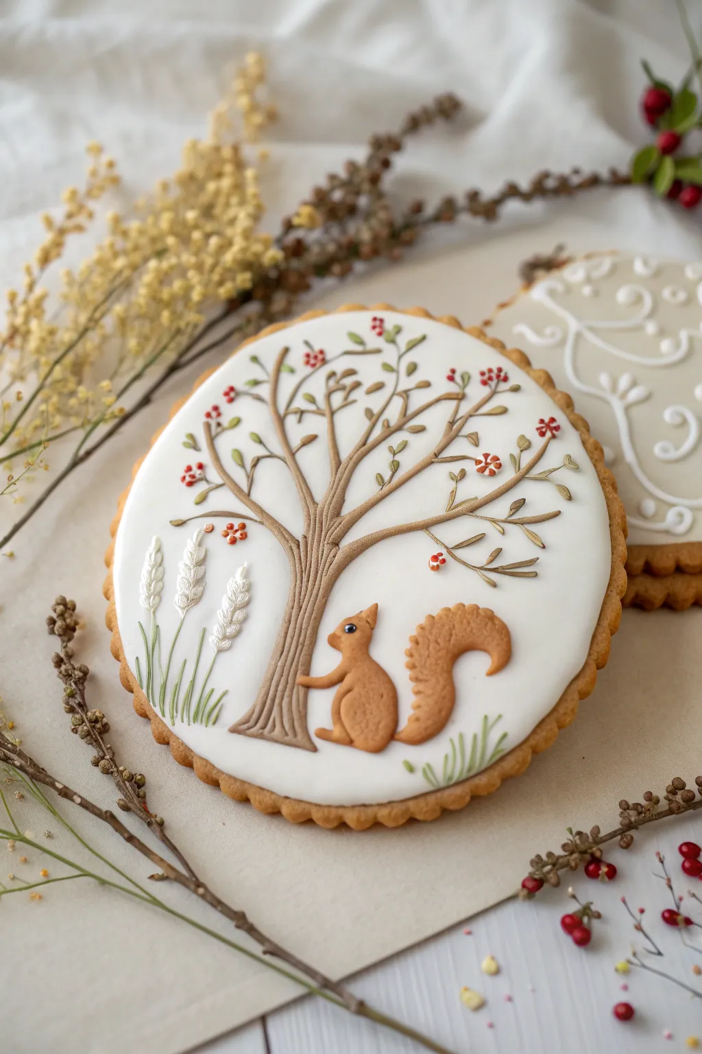 Bring a smile to your teatime with this whimsically charming nature scene cookie!