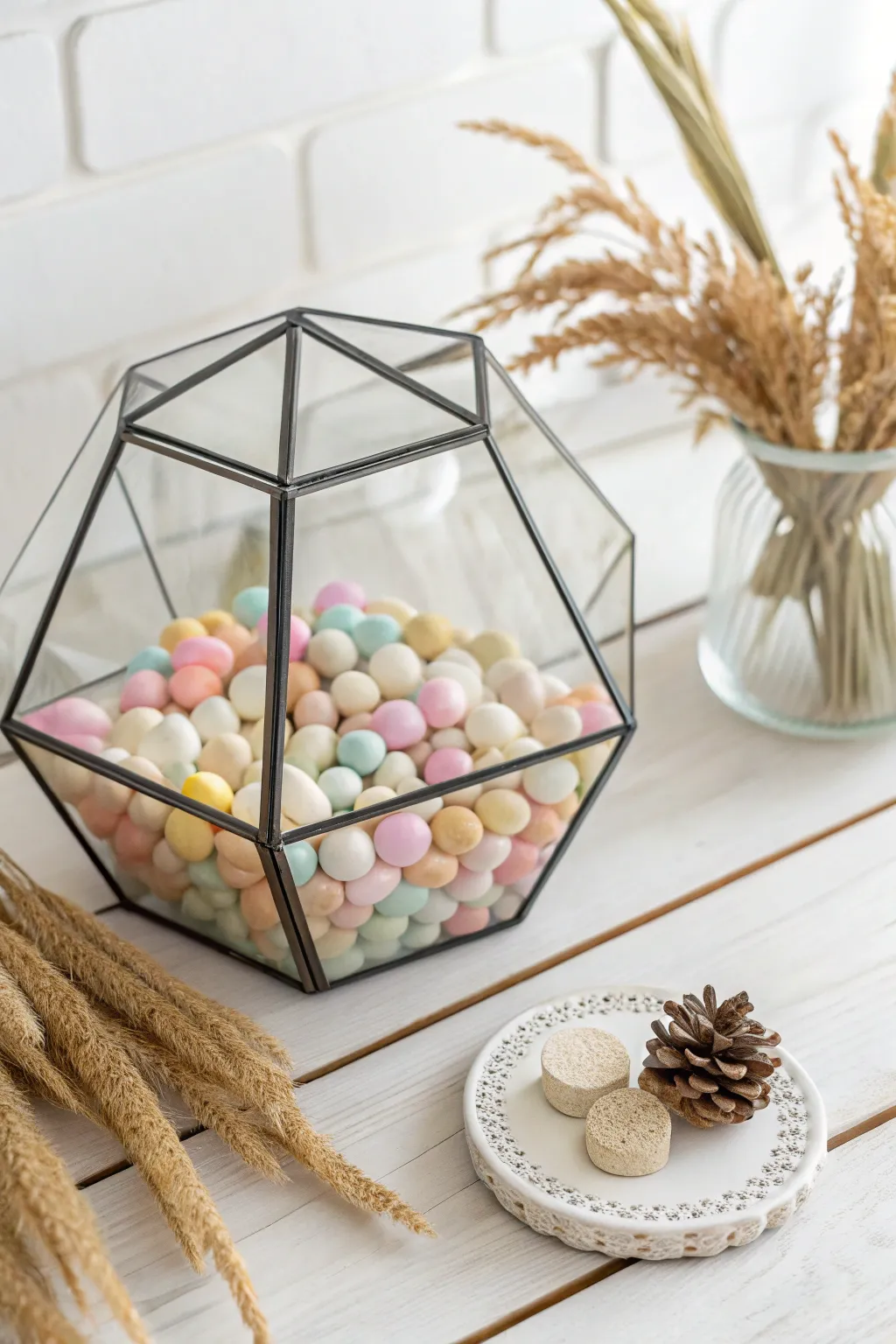 Sweeten your space with a minimalist candy terrarium—where decor meets delight!