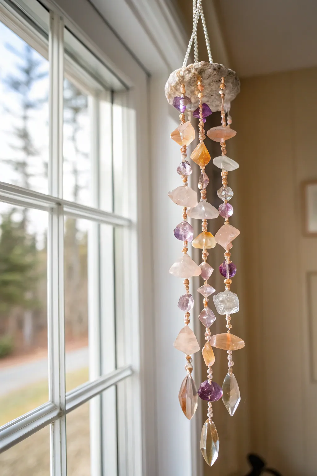 Illuminate your space with a gemstone suncatcher: A touch of natural elegance and beauty.