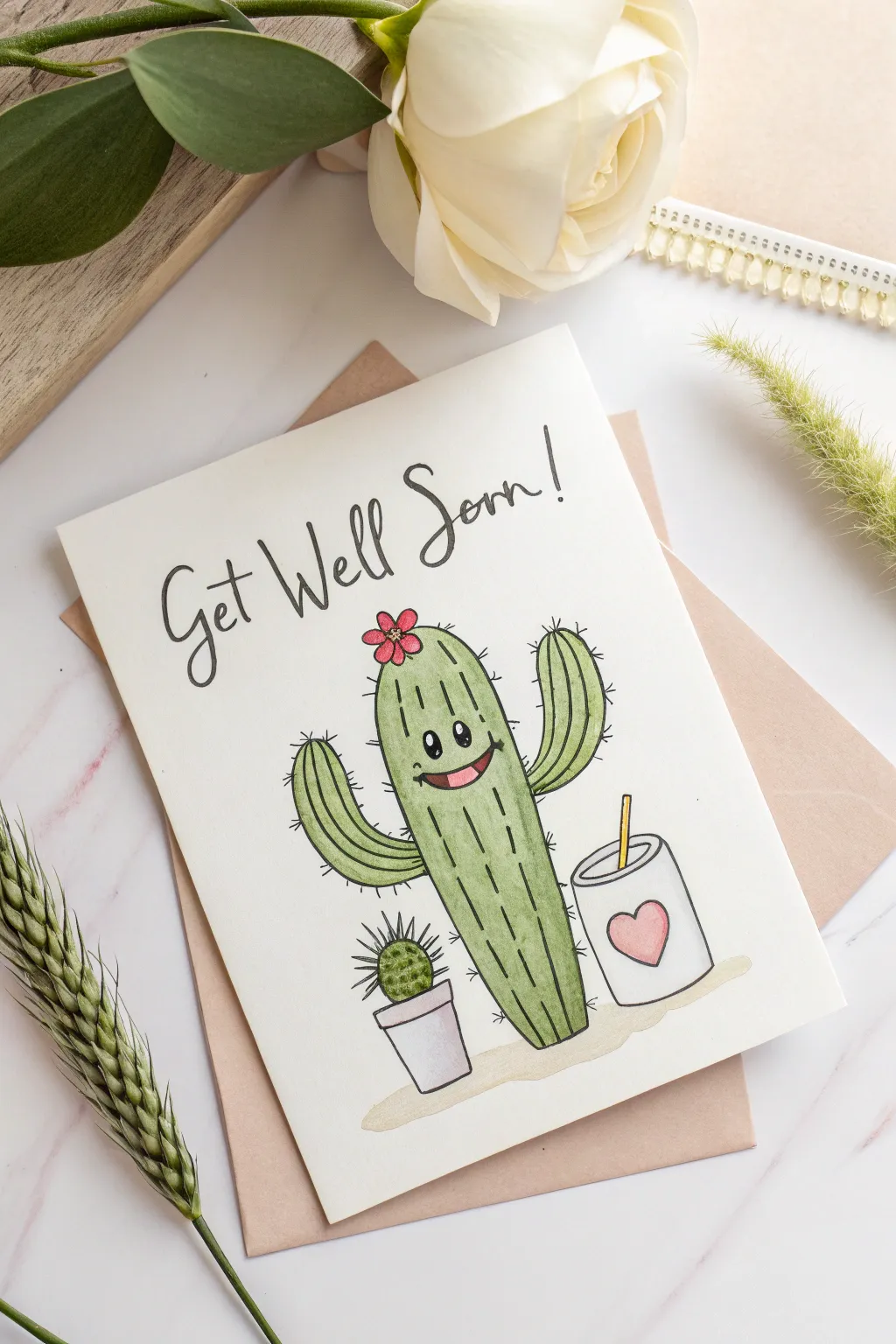 Laughter is the best medicine—send a smile with this charming cactus card!