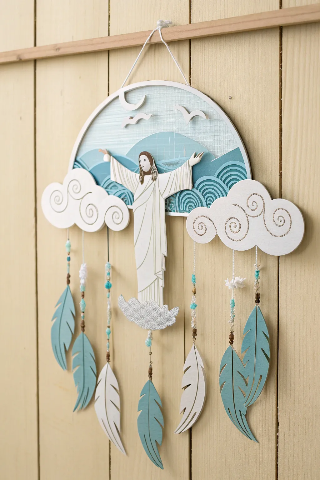 Find peace in the storm with this elegant, handcrafted mobile.