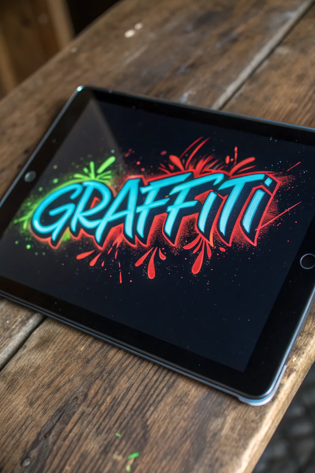 Elevate your space with digital graffiti art—where tradition meets technology in a splash of color and creativity.