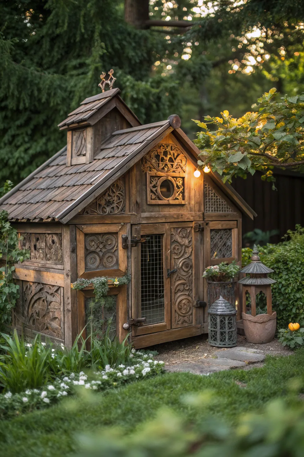 Embrace rustic charm with a farmhouse-themed guinea hen coop that showcases exquisite craftsmanship and timeless style.