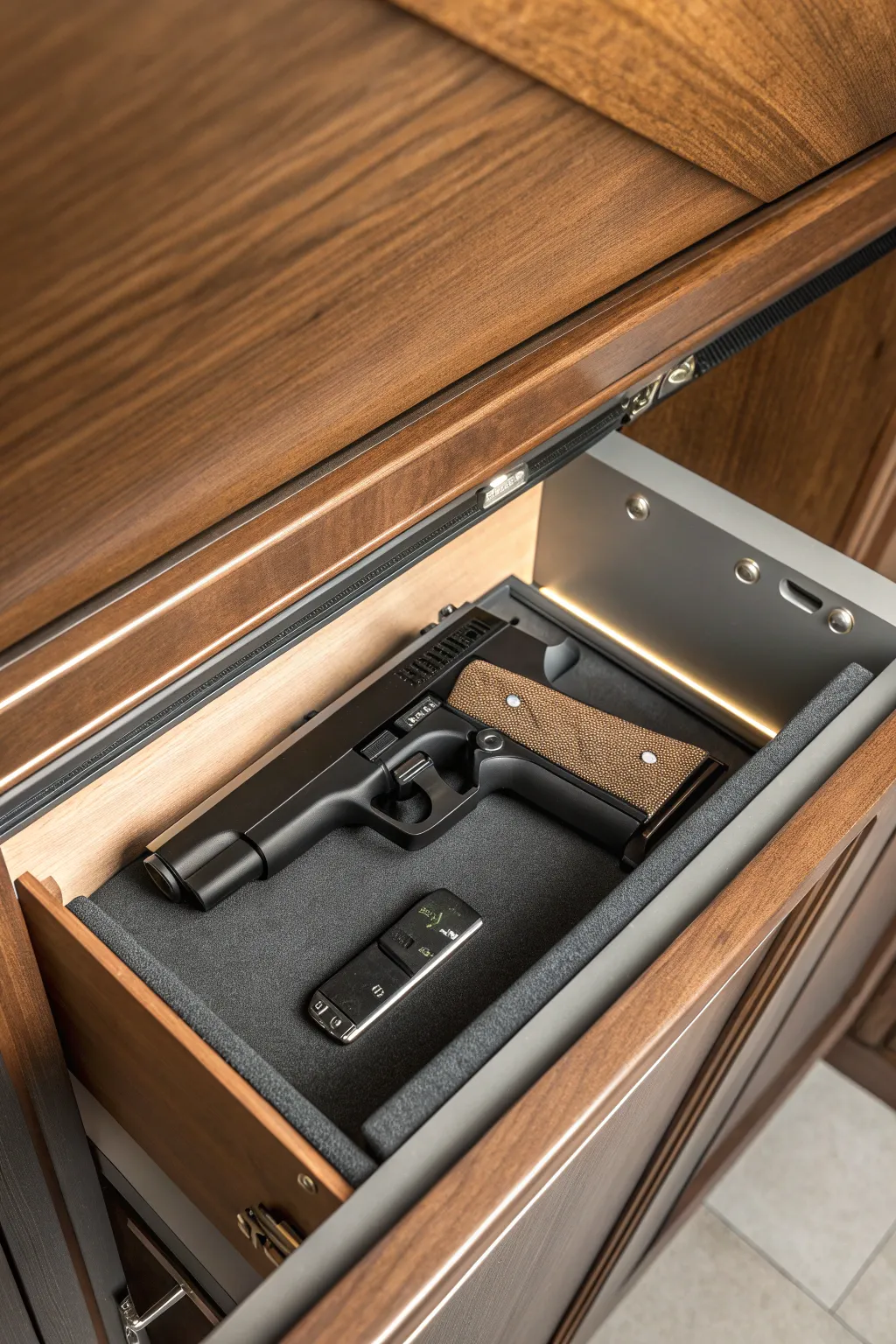Discover the art of discretion with this expertly crafted hidden ceiling compartment. Perfect for those who value sophistication and security.