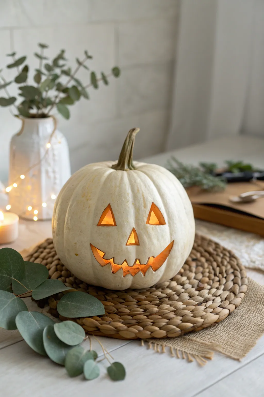 Illuminate your Halloween with enchanting glow-in-the-dark Jack-o'-Lanterns that bring a touch of magic to minimalist spaces.