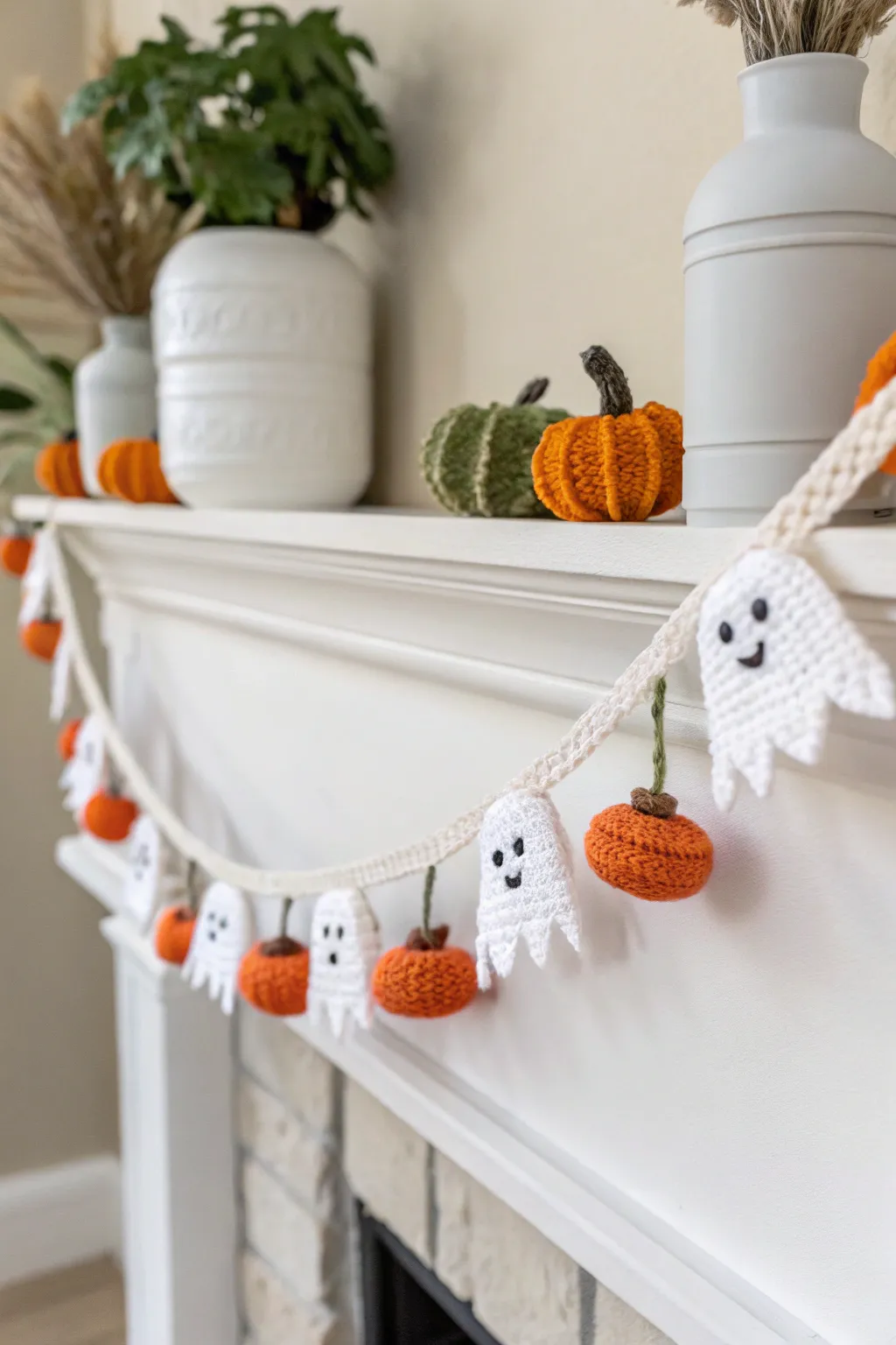 Add a touch of whimsy to your Halloween decor with boo-tiful crochet bunting! 🎃👻 #HandmadeHalloween #MinimalistDecor