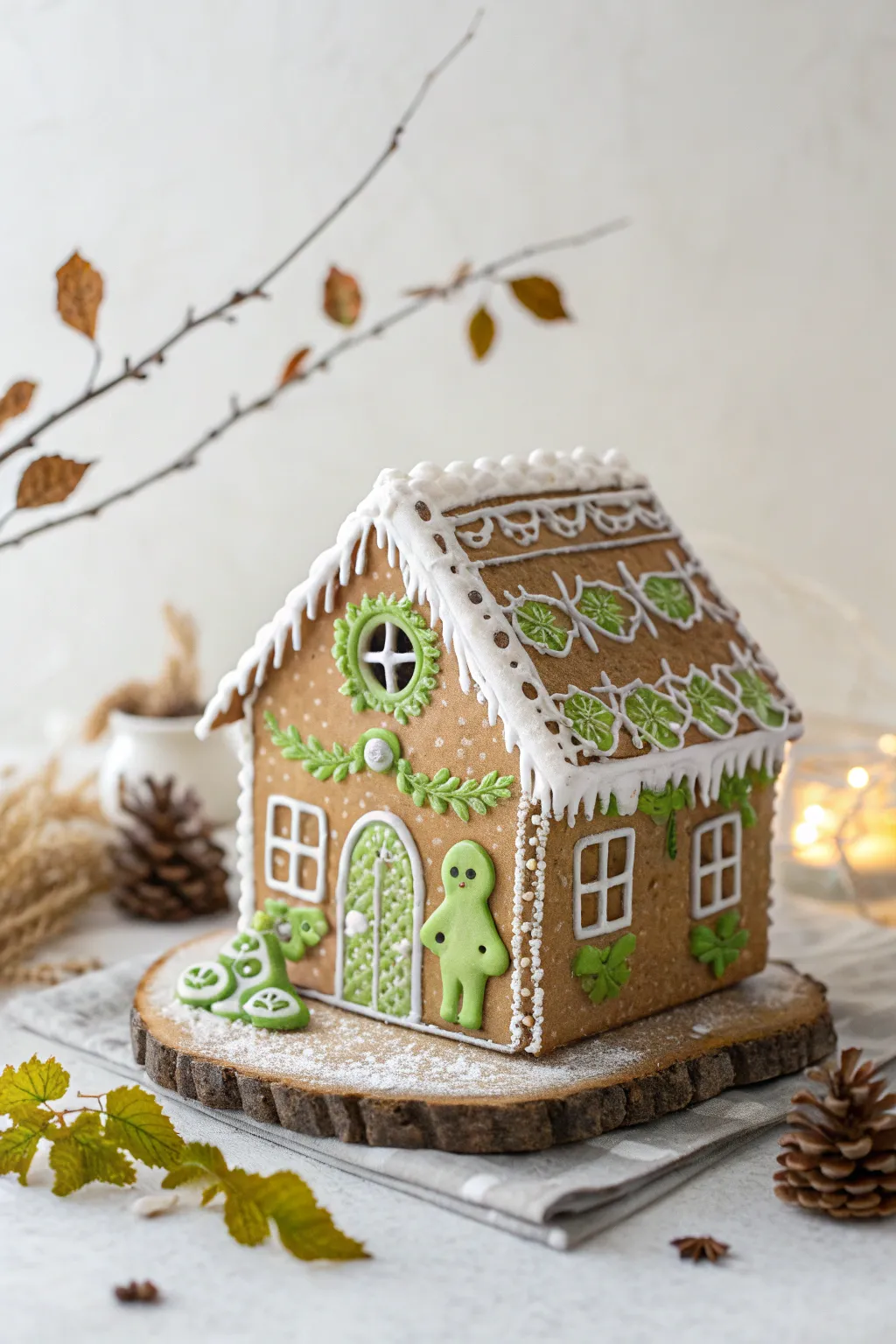 Spook up your Halloween with this charmingly eerie Zombie Gingerbread House, where minimalist design meets playful fright!