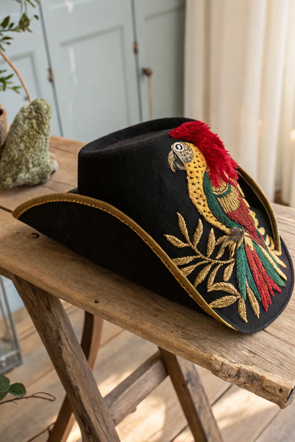 Set sail with style! This Pirate's Parrot Hat brings a whimsical touch to any Halloween ensemble.