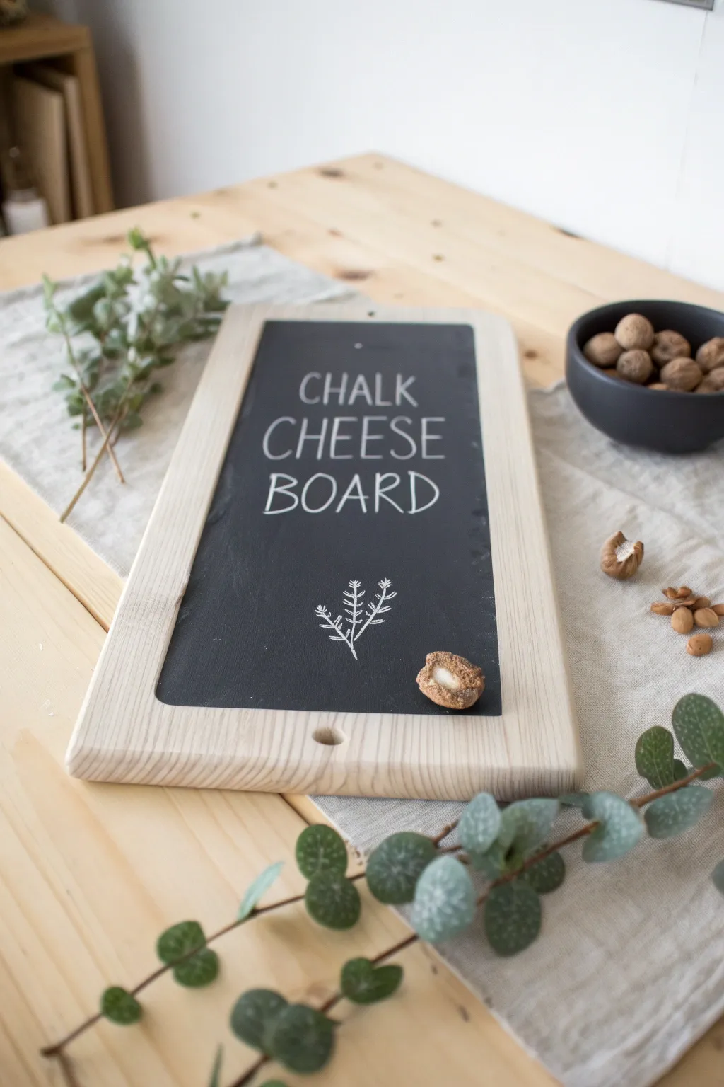 Elevate your cheese presentation with a personalized chalkboard cheese board – a perfect blend of style and functionality for your foodie gatherings.