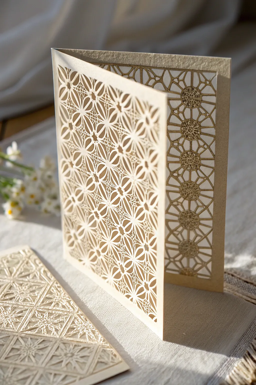 Elevate your special occasions with the artful elegance of a lattice fold card, where simplicity meets sophistication.