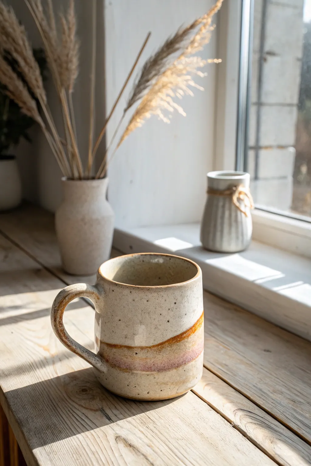 Embrace the art of simplicity with this handcrafted pottery mug, where every sip tells a story of creativity and nature's elegance.