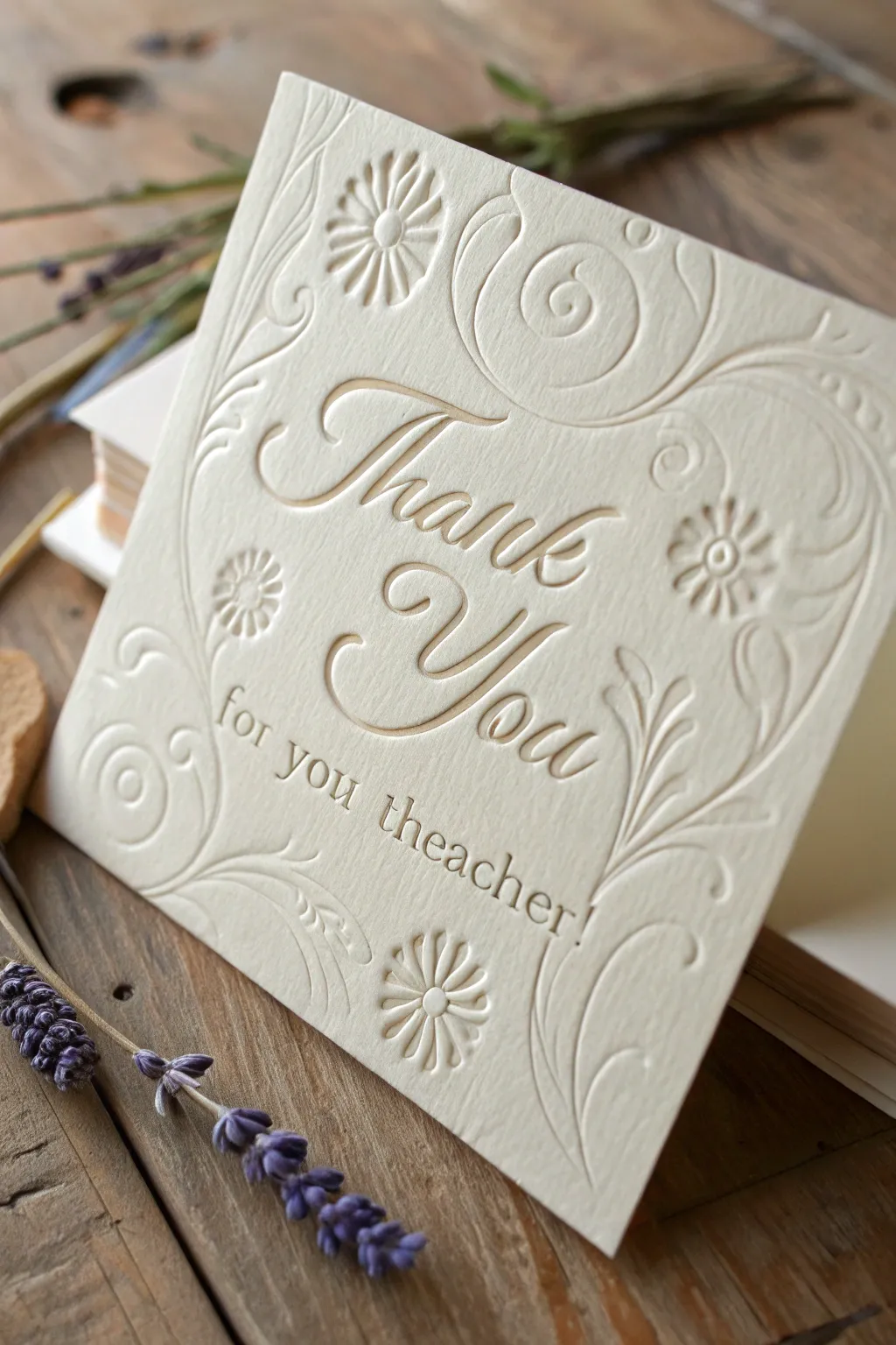 Embossed Elegance: Elevate your thank you card game with luxurious handmade designs.