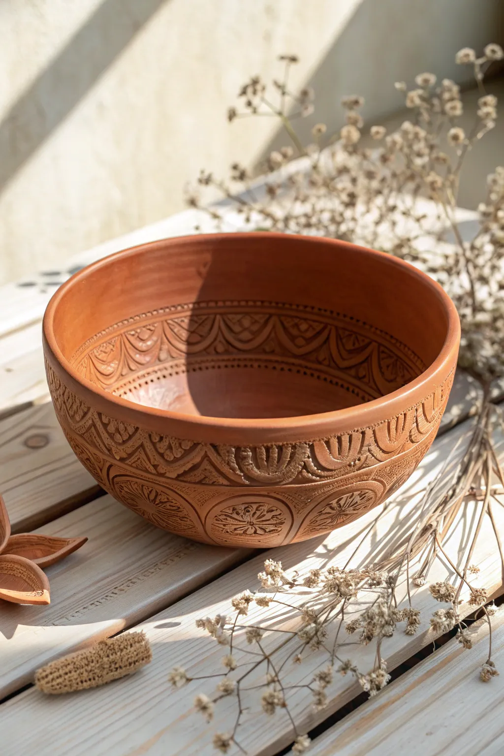 Elevate your decor with the timeless elegance of Mexican-stamped clay artistry.