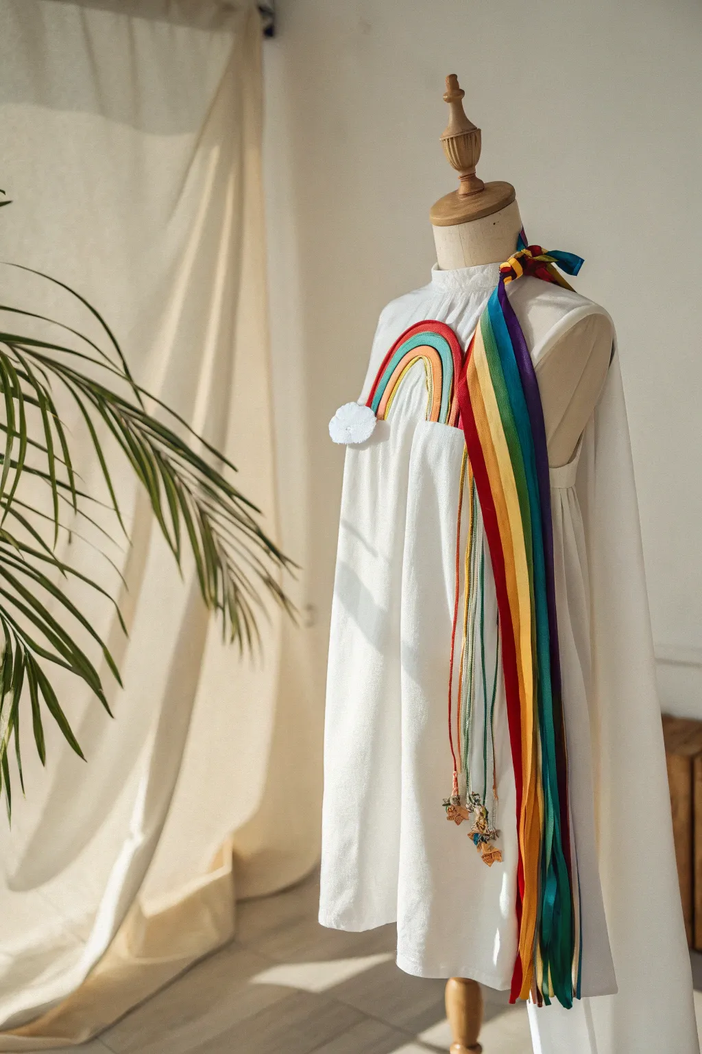 Walk on air with this Rainbow Cloud costume, where simplicity meets vibrant creativity.