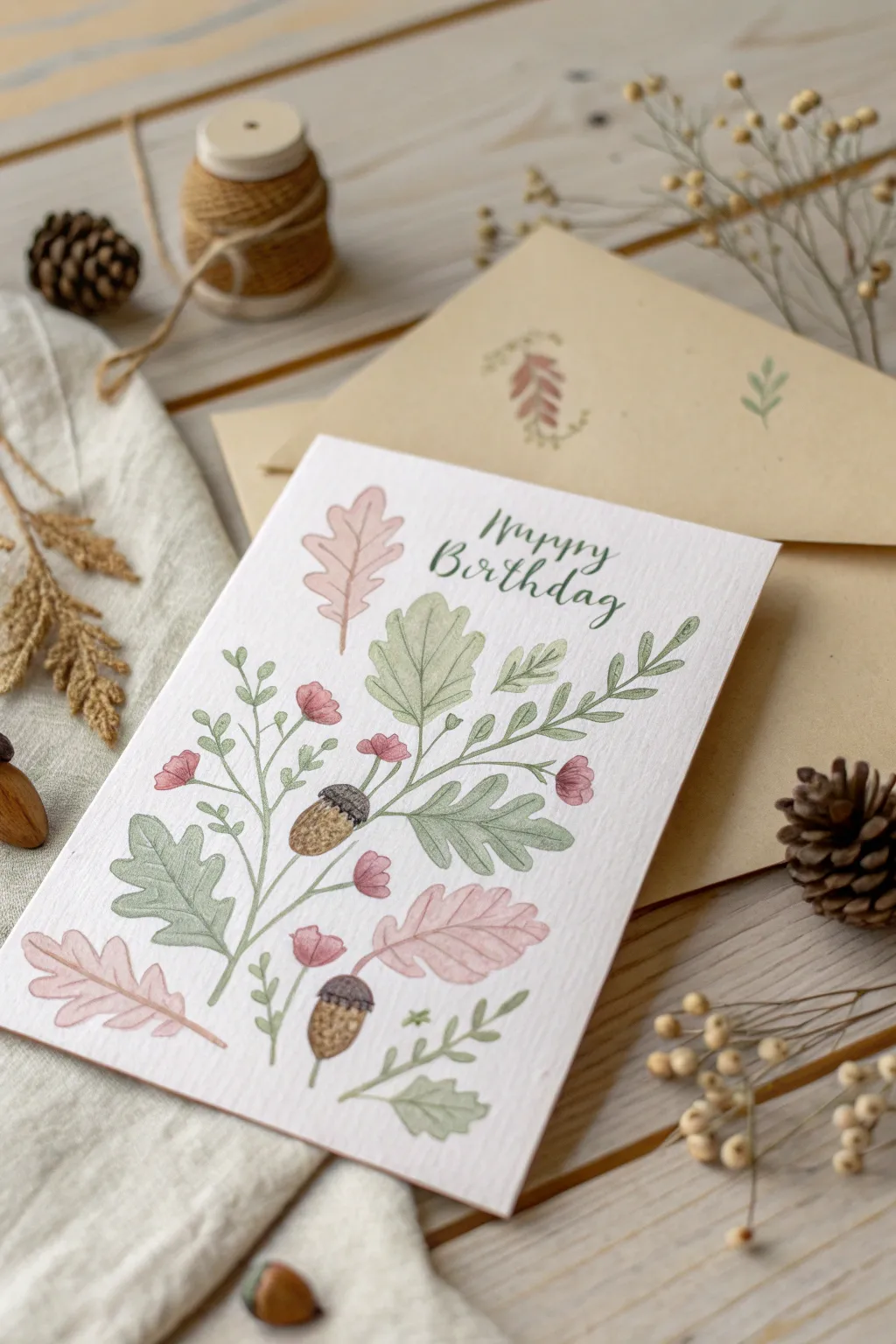 Add a touch of nature to your birthday greetings with these charming leaf-stamped designs!