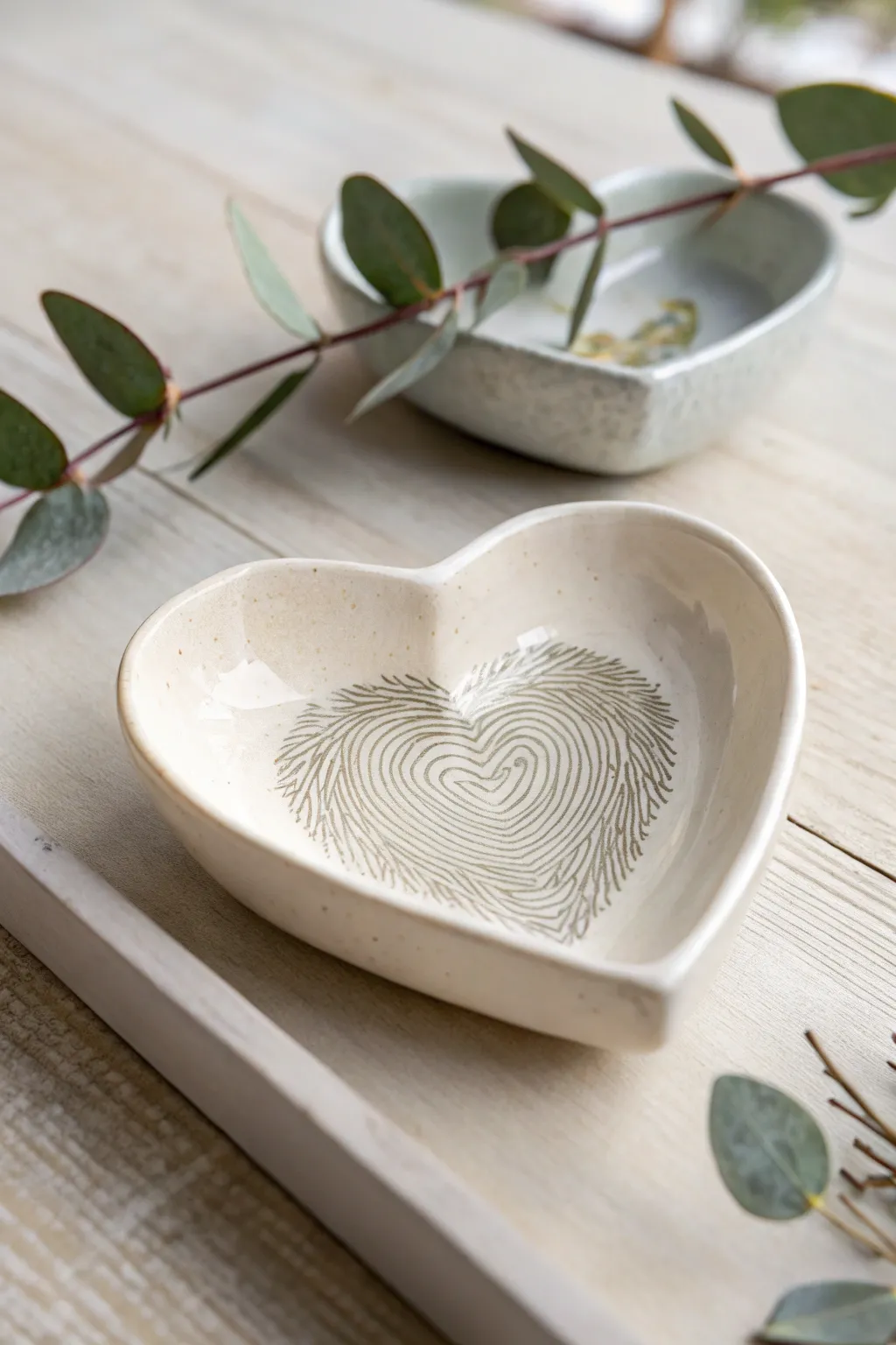 Capture love and craftsmanship in a fingerprint heart dish – the perfect blend of practicality and sentimentality.