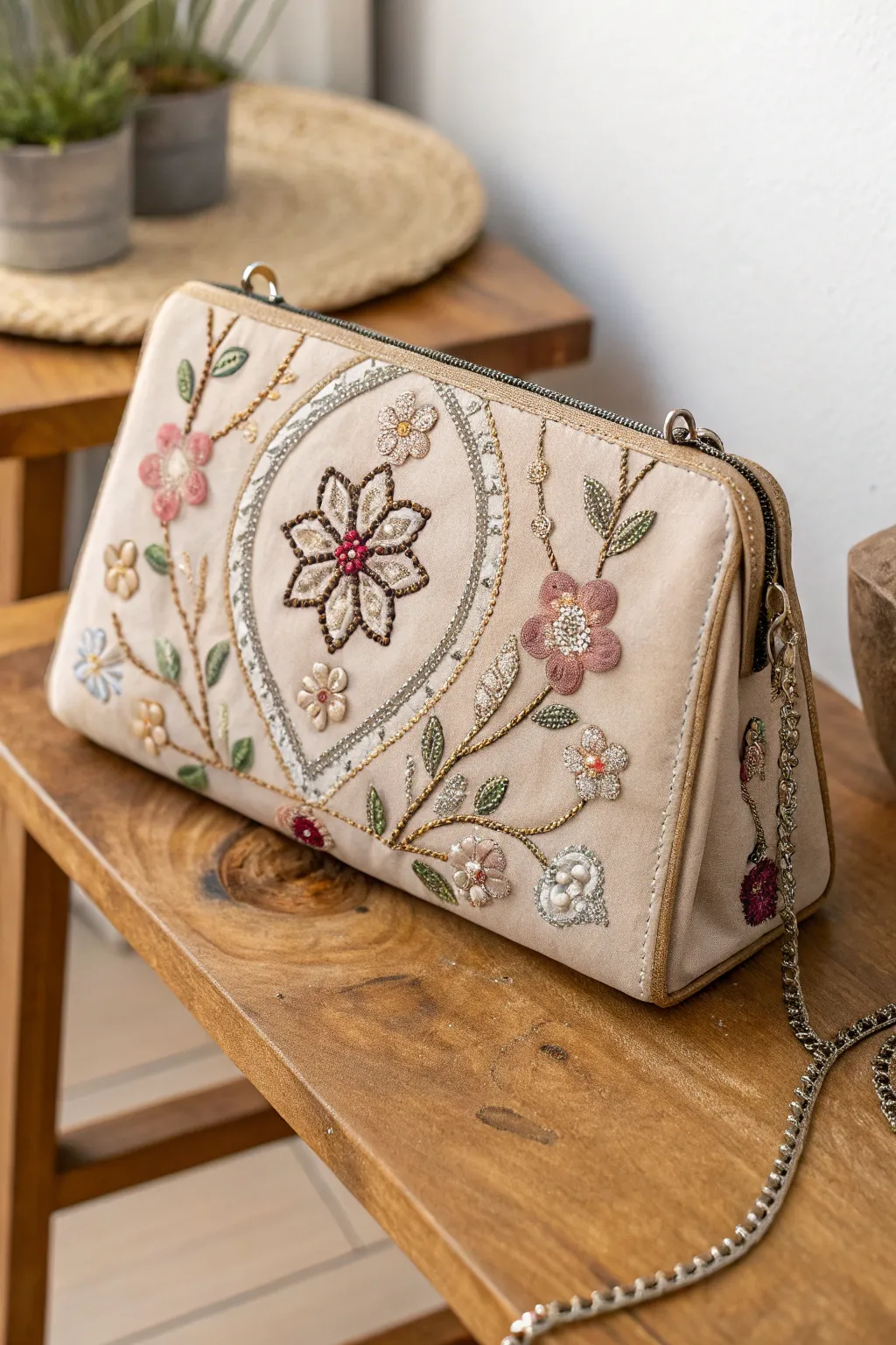 Embrace the world with every stitch: Discover the beauty of cultural motifs in this elegantly embroidered purse.