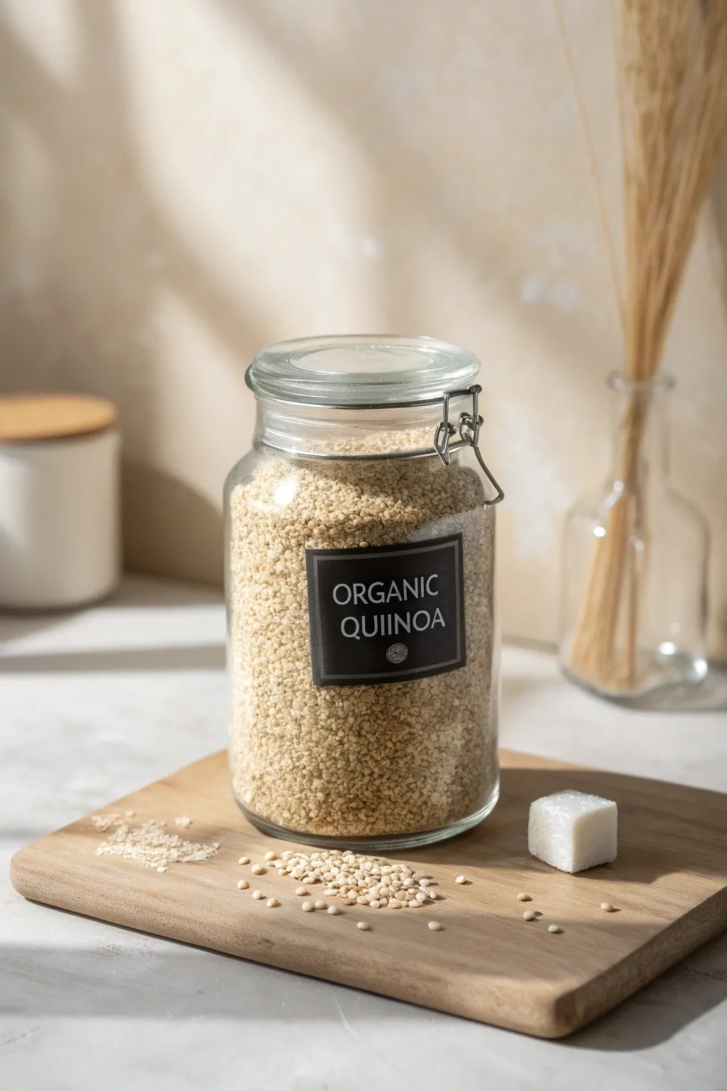 Embrace simplicity with chic chalkboard label storage jars—perfect for a neatly organized pantry.