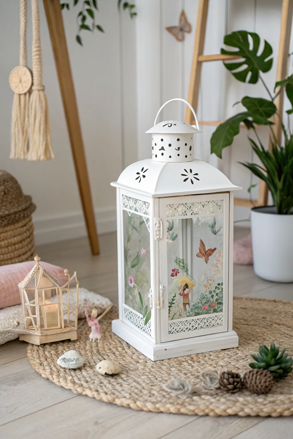 Add a touch of magic to your space with a whimsical hand-painted lantern.