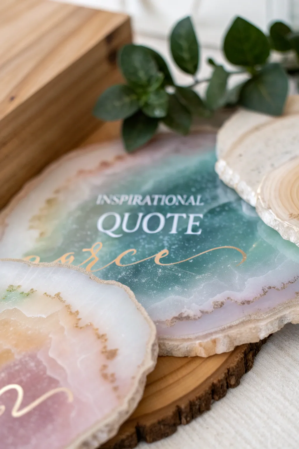 Elevate your space with inspiring words captured in exquisite layered resin art.