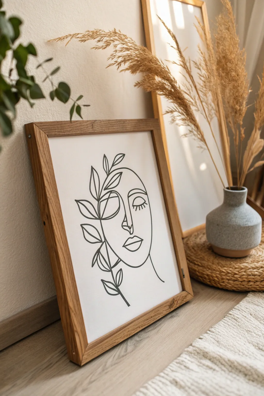 Add a touch of whimsy to your space with a quirky abstract face line drawing!