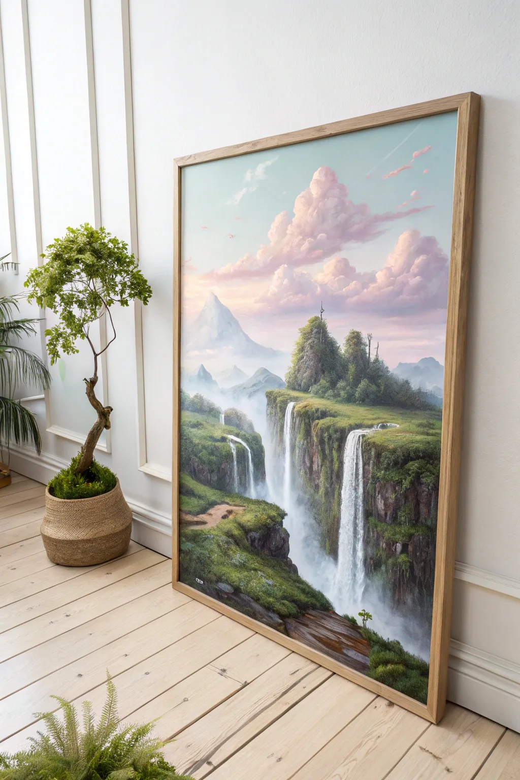 Step into a dream with this ethereal landscape, where fantasy meets simplicity in a surreal world.