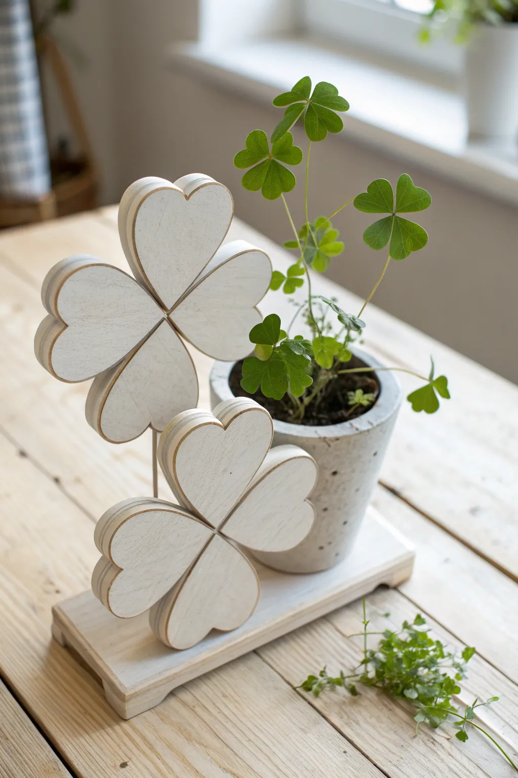 Celebrate teacher appreciation with an eco-friendly shamrock plant holder that blends minimalism with natural beauty.