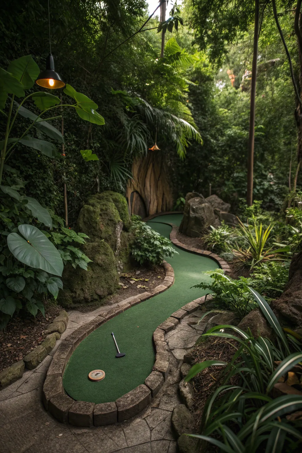 Uncover hidden treasures in the depths of the jungle-themed mini golf adventure.