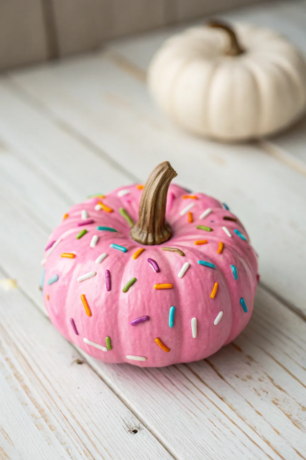 Transform your pumpkin into a delightful sprinkle donut – a whimsical touch for your fall decor!