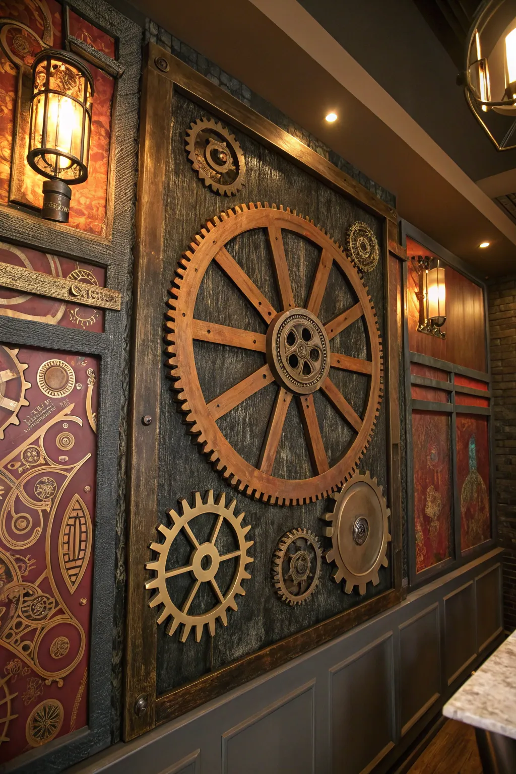 Elevate your space with steampunk elegance: a masterpiece of mixed media craftsmanship.