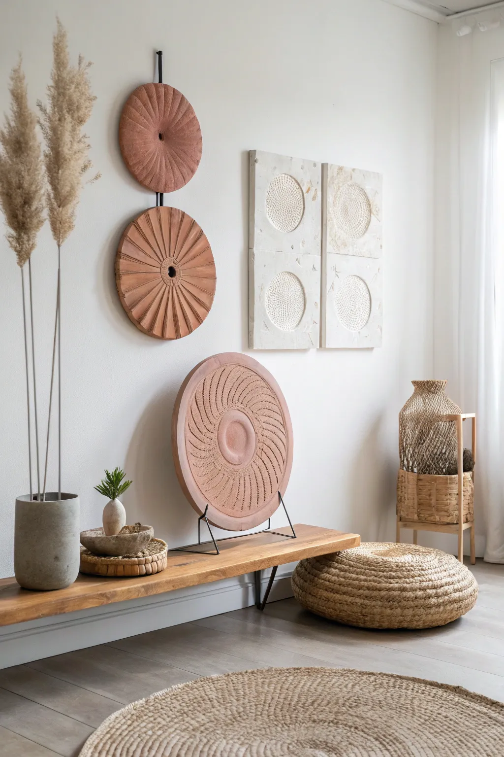 Elevate your space with the ethereal charm of floating clay discs - where minimalism meets artistry.