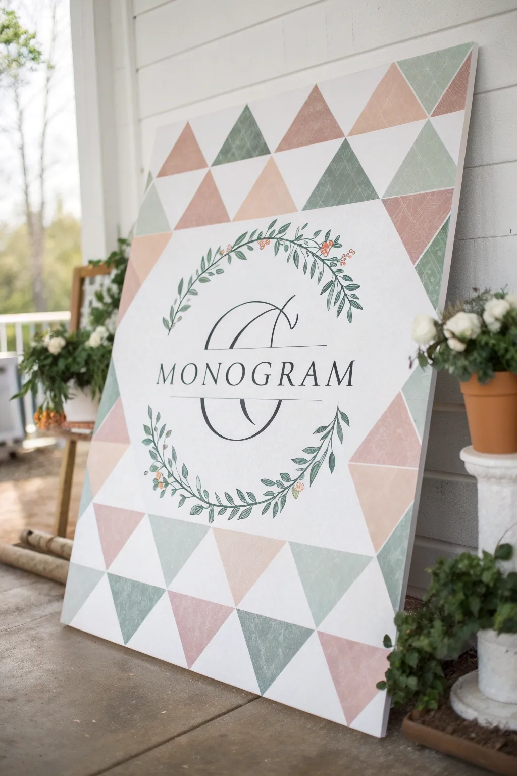 Modern Monogram Magic: Elevate your space with a personalized touch of geometric elegance.