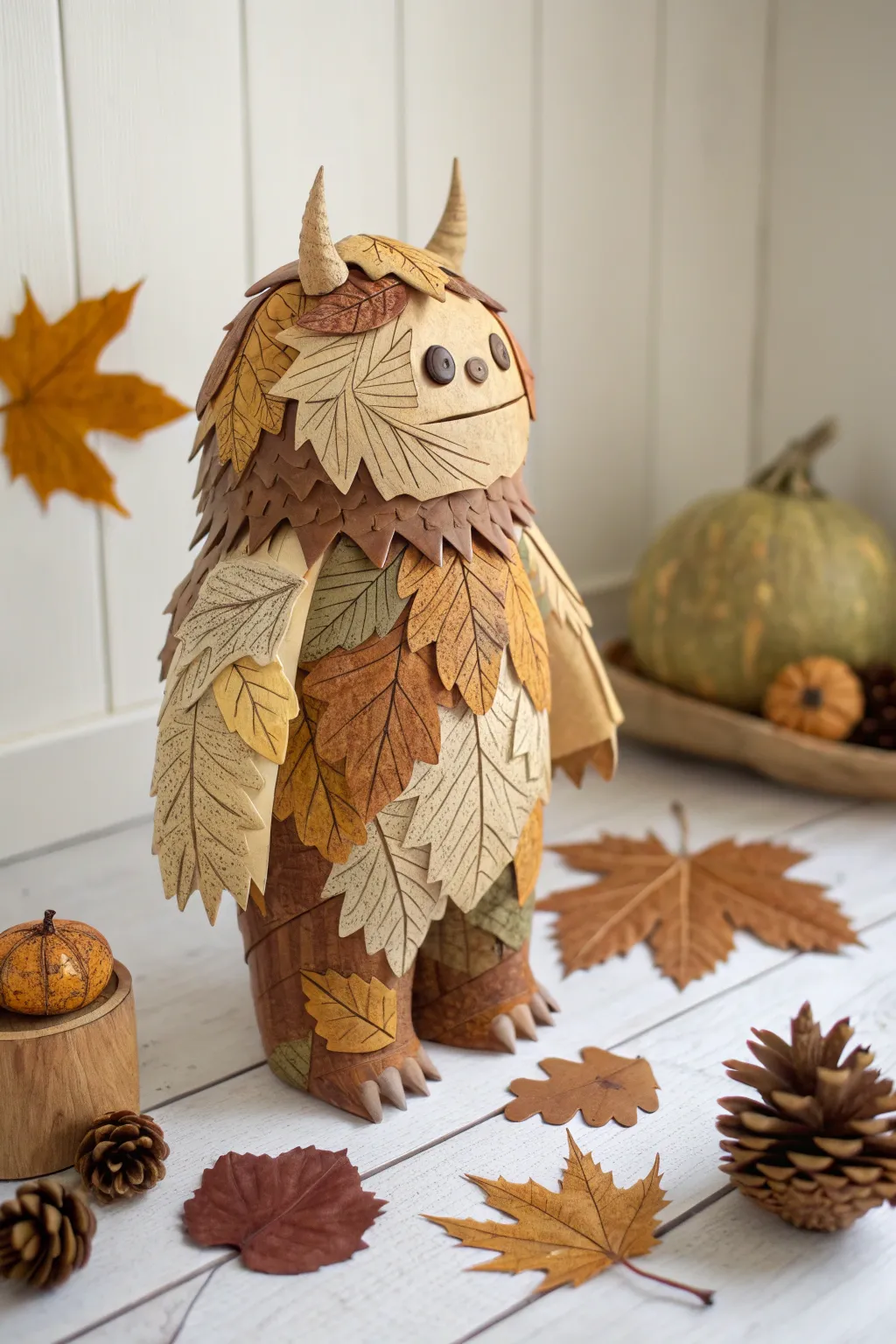 Embrace the whimsical charm of autumn with this beautifully crafted leaf monster—perfect for a touch of seasonal creativity!