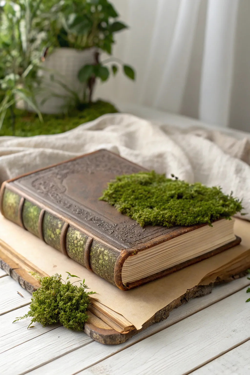 Bring a touch of nature to your reading nook with this enchanting moss-covered book.