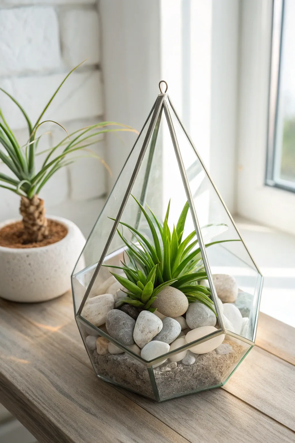 A simple yet stunning air plant terrarium - the perfect touch of nature for your home.
