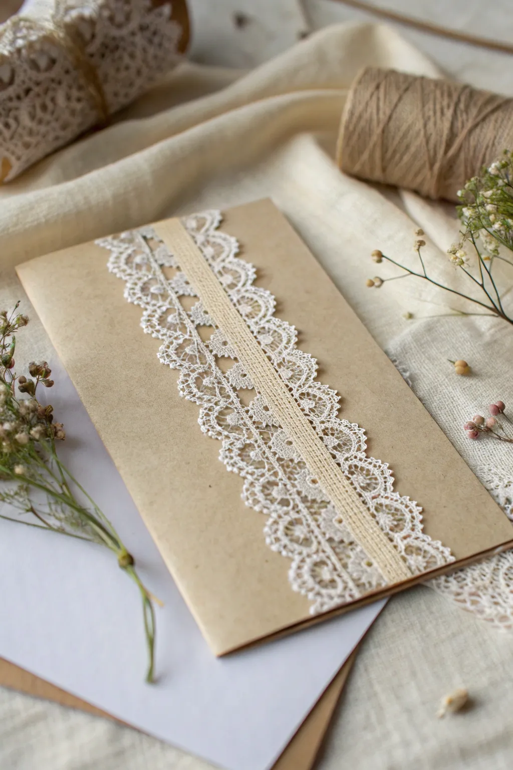 Add a vintage lace touch to your Mother's Day card for a timeless elegance that speaks volumes.