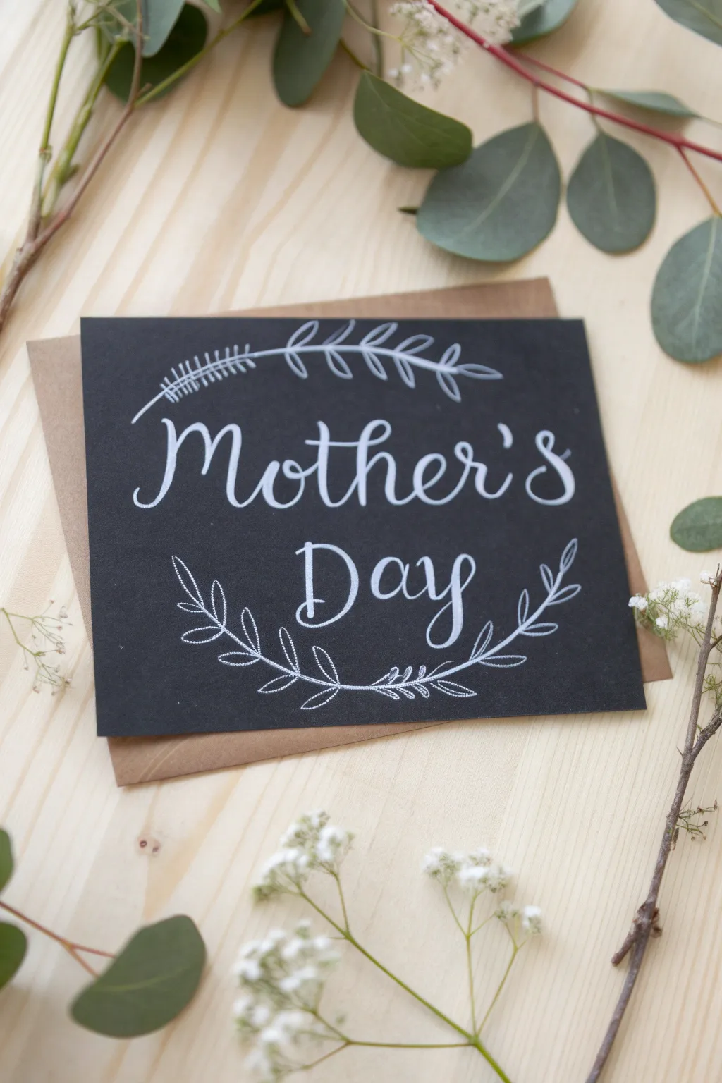 Celebrate Mother's Day with a touch of rustic elegance. This chalkboard-style card combines simplicity and charm, perfect for a heartfelt message.