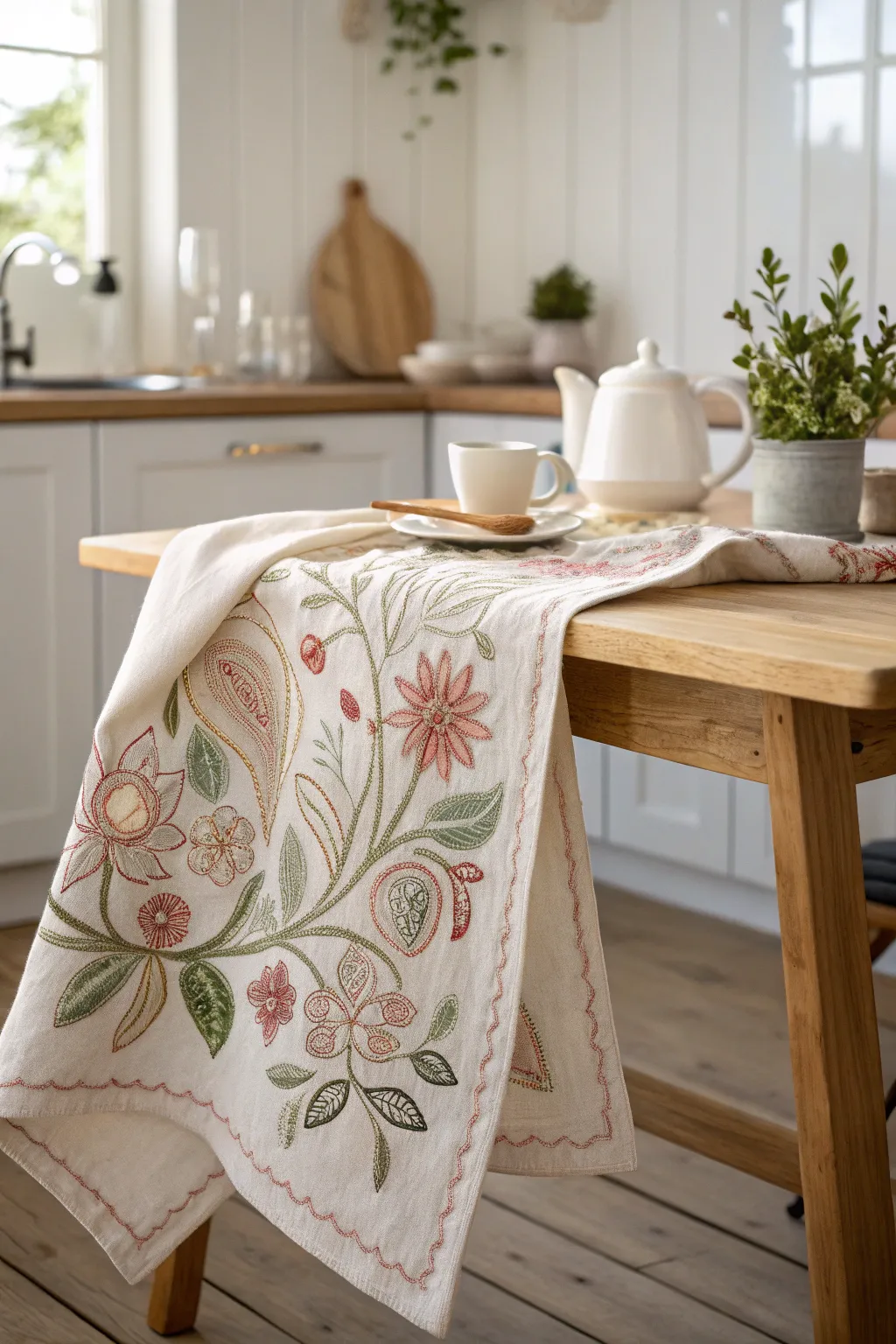 Timeless elegance meets handcrafted charm: Embroidered tea towels that warm the heart and home.